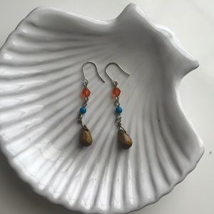 Earrings (tiger stone & turquoise)